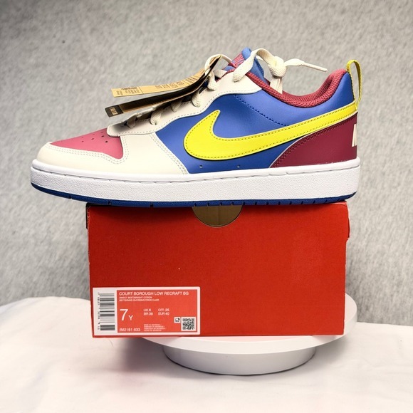 Nike Other - Nike Court Borough Low Recraft BG Sweet Beet Citron Blue IM2181-633 Mens‎ 7Y